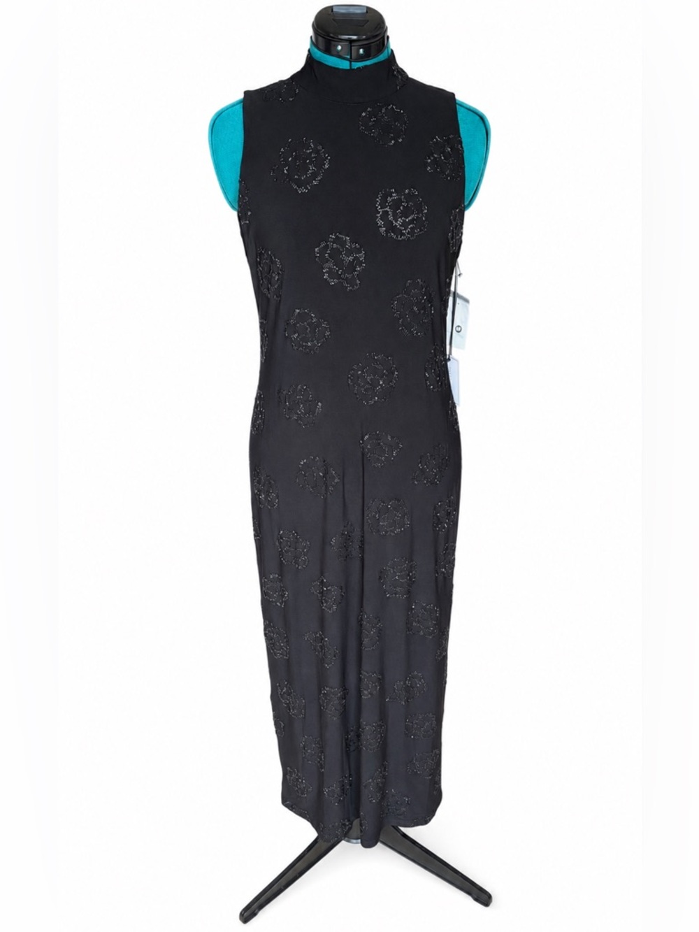 1. State Black Sleeveless Beaded Floral Maxi Dress - Size M - NWT